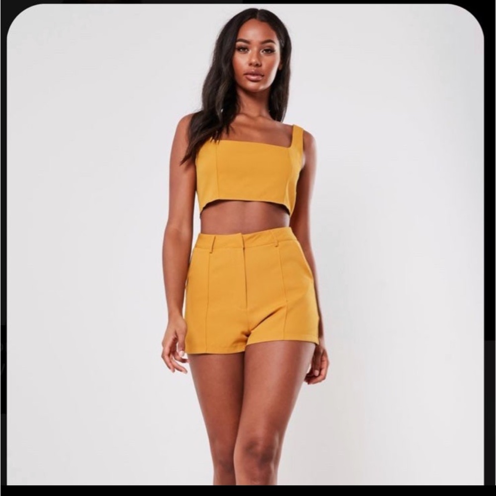 Gold yellow crop top square neck super scoop missguided NWT mustard